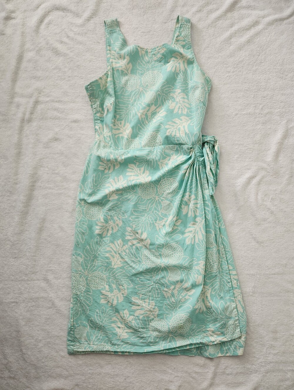 PATAGONIA PATALOHA 100% Organic Cotton Aqua Tropical Midi Sun Dress Size 4